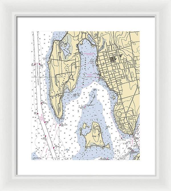 Bristol-rhode Island Nautical Chart - Framed Print