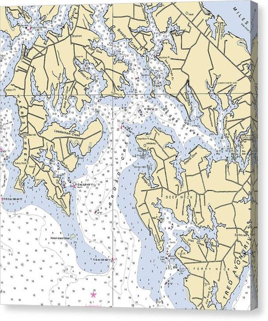 Broad Creek-Maryland Nautical Chart Canvas Print