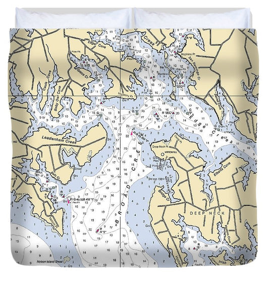 Broad Creek Maryland Nautical Chart Duvet Cover