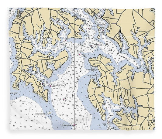 Broad Creek Maryland Nautical Chart Blanket