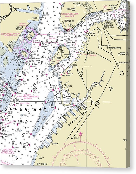 Brooklyn New York Nautical Chart Canvas Print