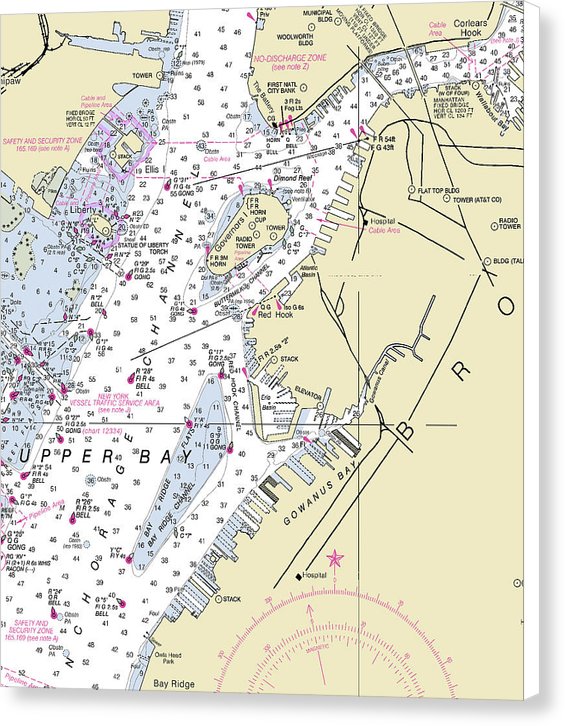 Brooklyn New York Nautical Chart - Canvas Print