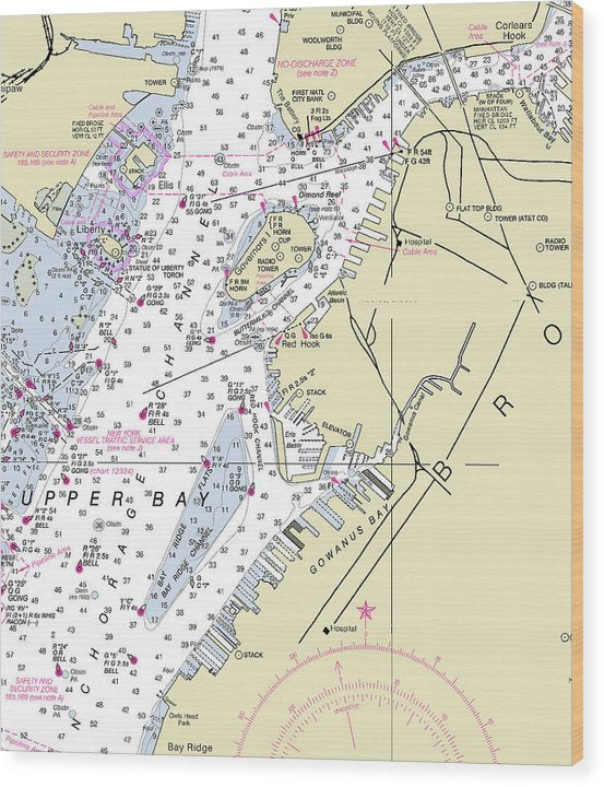 Brooklyn New York Nautical Chart Wood Print