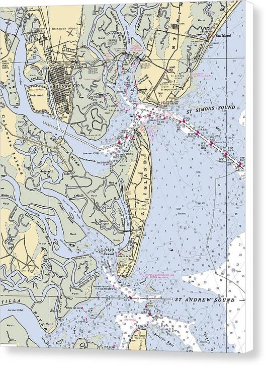 Brunswick-georgia Nautical Chart - Canvas Print