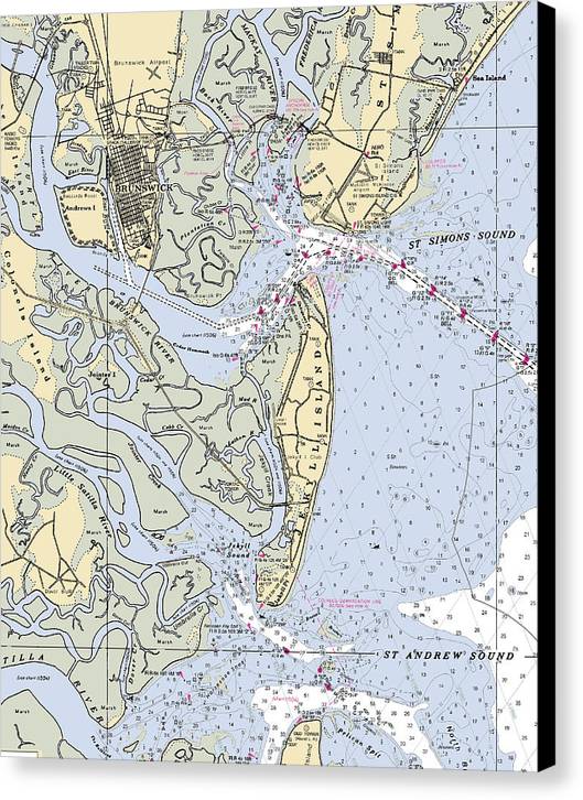 Brunswick-georgia Nautical Chart - Canvas Print