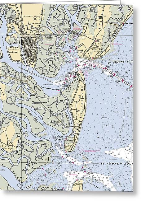 Brunswick-georgia Nautical Chart - Greeting Card