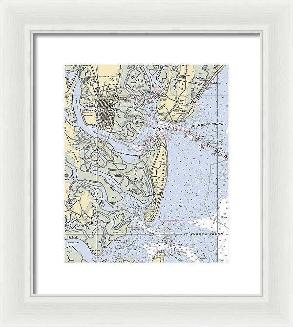 Brunswick-georgia Nautical Chart - Framed Print