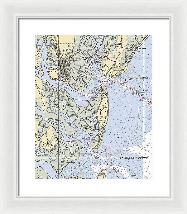 Brunswick-georgia Nautical Chart - Framed Print