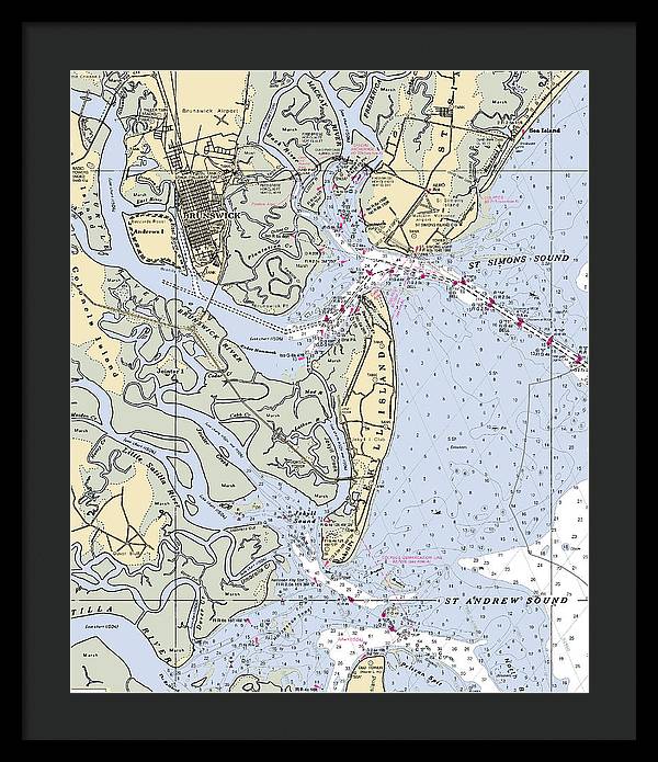 Brunswick-georgia Nautical Chart - Framed Print