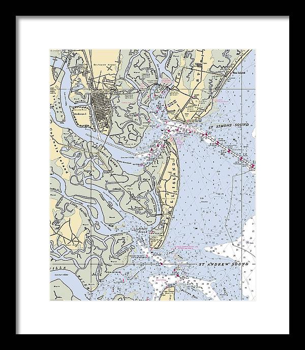 Brunswick-georgia Nautical Chart - Framed Print