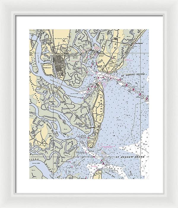 Brunswick-georgia Nautical Chart - Framed Print