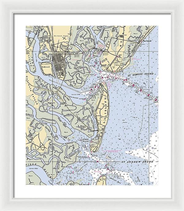 Brunswick-georgia Nautical Chart - Framed Print