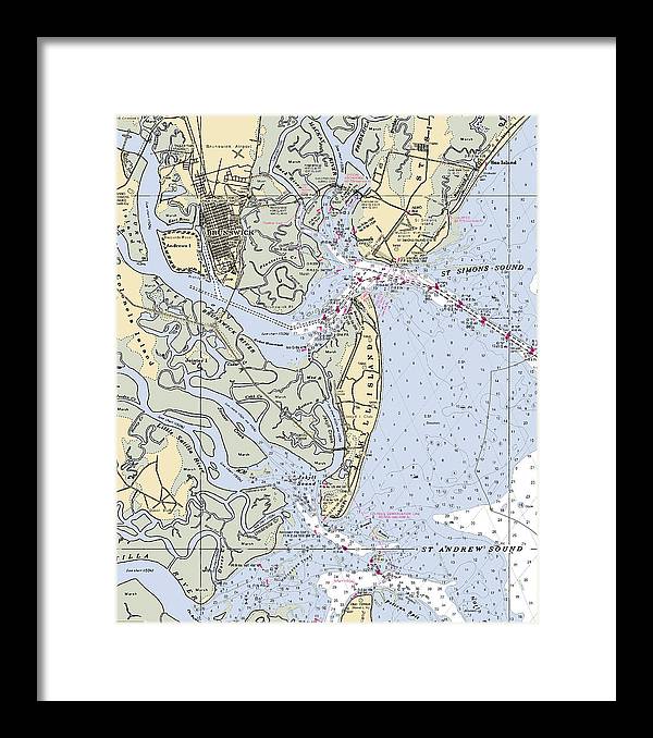 Brunswick-georgia Nautical Chart - Framed Print