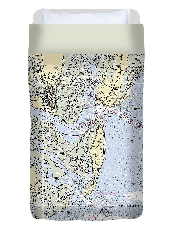 Brunswick-georgia Nautical Chart - Duvet Cover