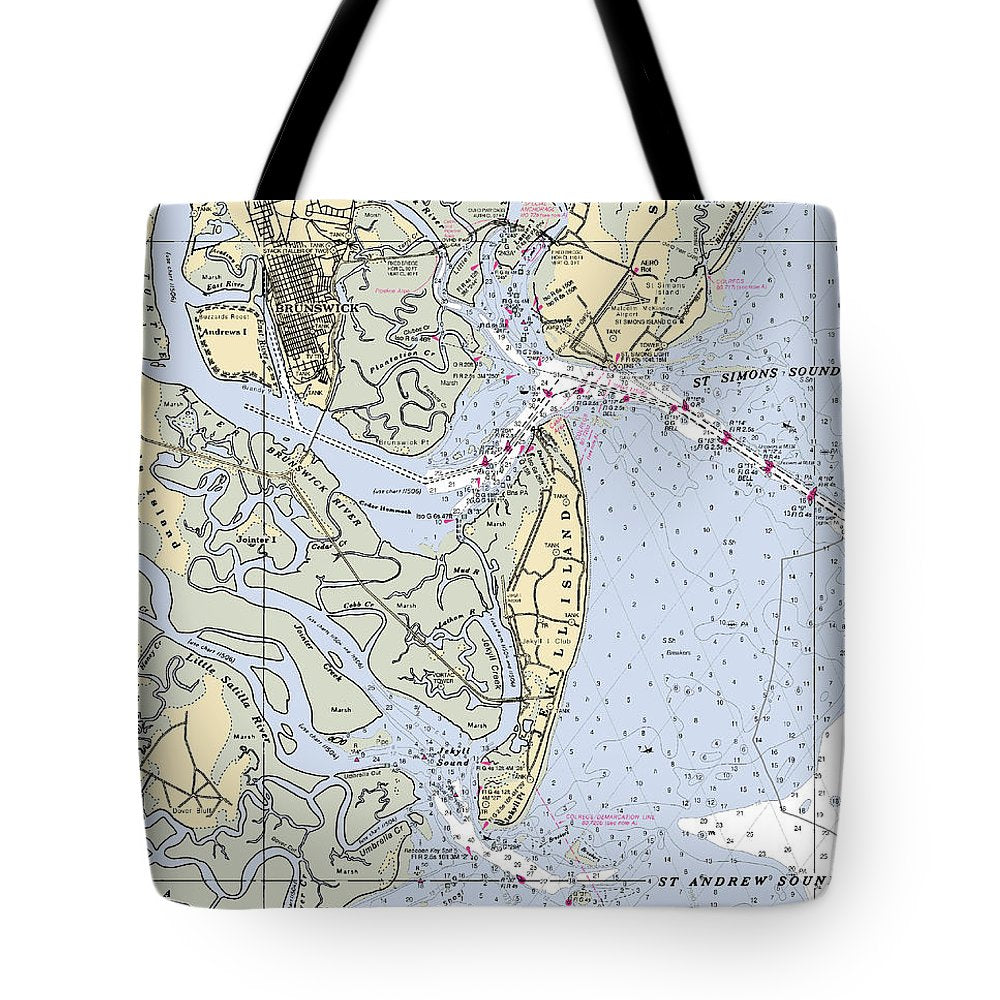 Brunswick-georgia Nautical Chart - Tote Bag