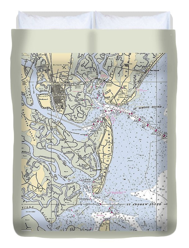 Brunswick-georgia Nautical Chart - Duvet Cover