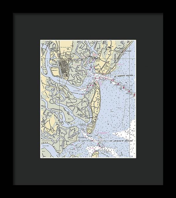 Brunswick-georgia Nautical Chart - Framed Print