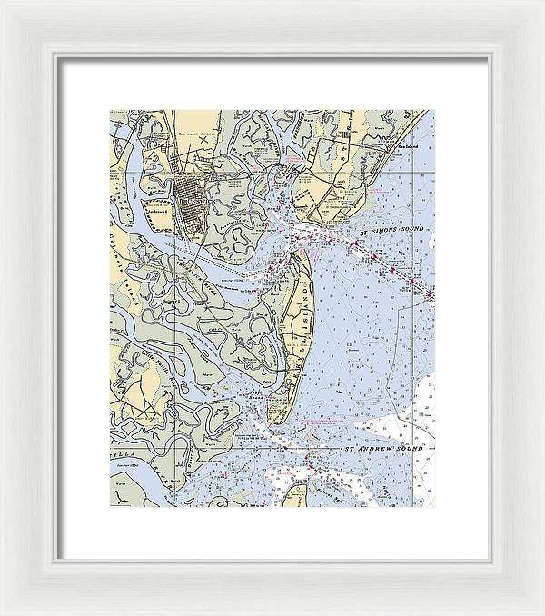 Brunswick-georgia Nautical Chart - Framed Print