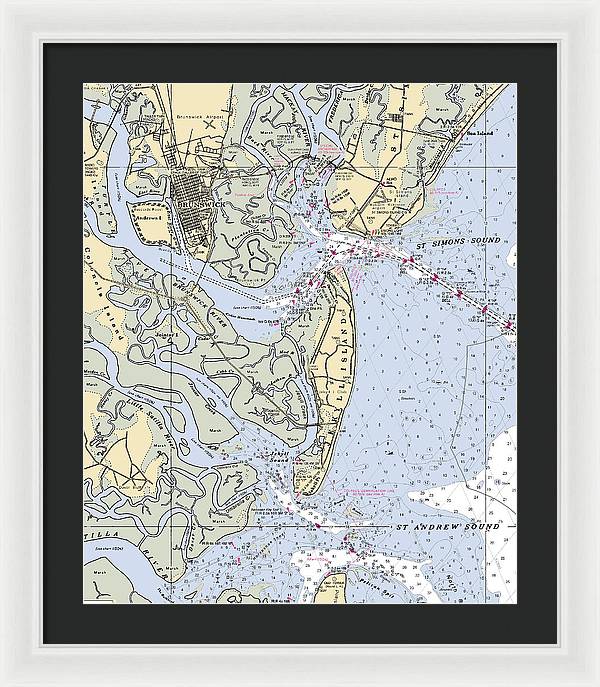 Brunswick-georgia Nautical Chart - Framed Print