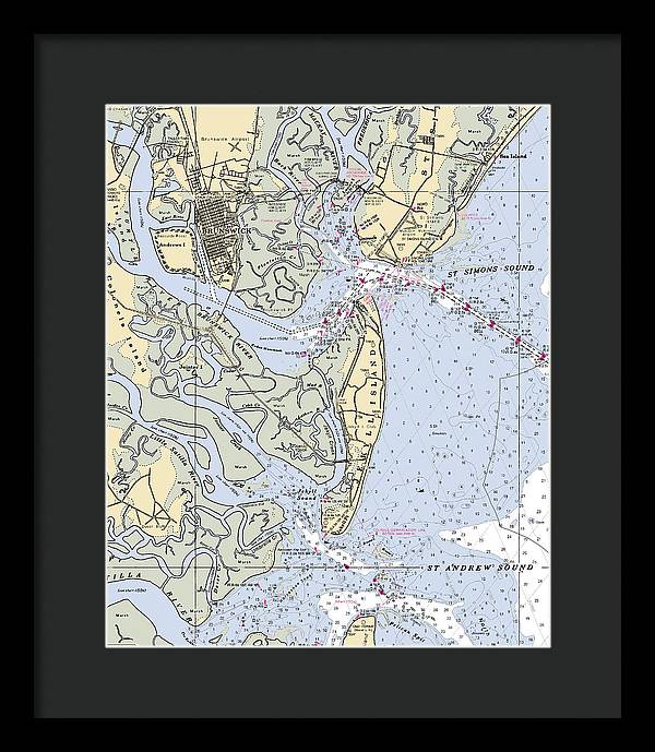 Brunswick-georgia Nautical Chart - Framed Print