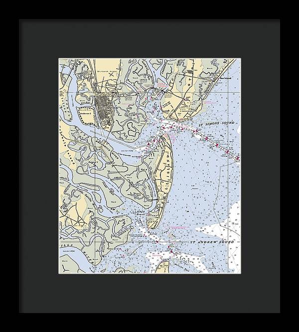 Brunswick-georgia Nautical Chart - Framed Print