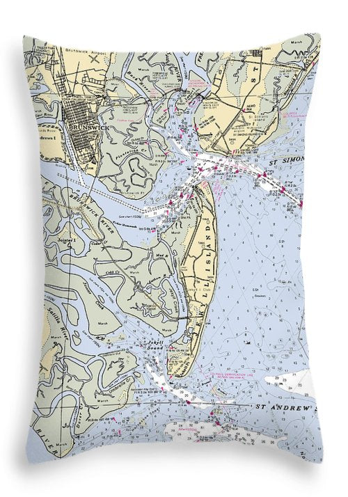 Brunswick-georgia Nautical Chart - Throw Pillow