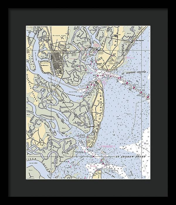 Brunswick-georgia Nautical Chart - Framed Print