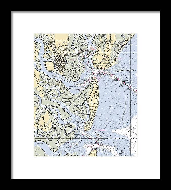 Brunswick-georgia Nautical Chart - Framed Print