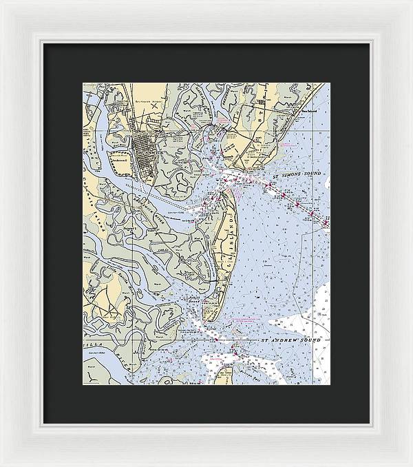 Brunswick-georgia Nautical Chart - Framed Print