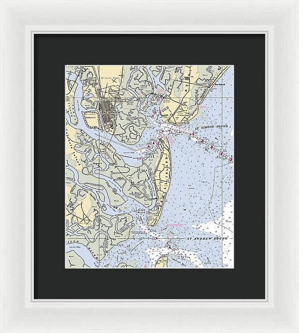 Brunswick-georgia Nautical Chart - Framed Print