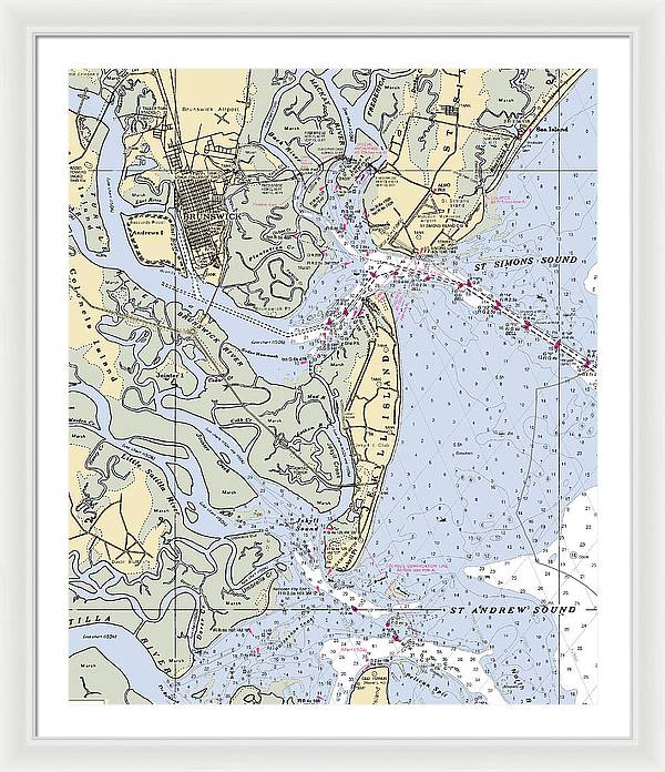 Brunswick-georgia Nautical Chart - Framed Print