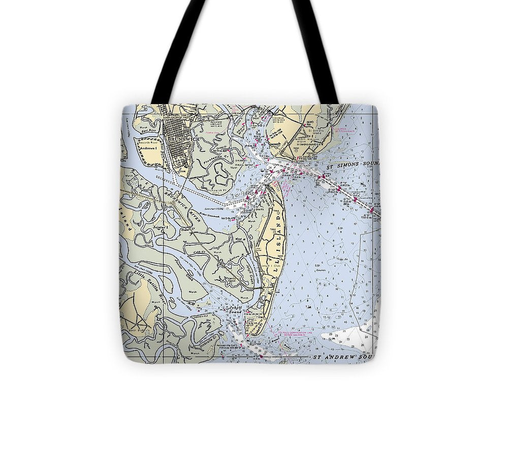 Brunswick Georgia Nautical Chart Tote Bag