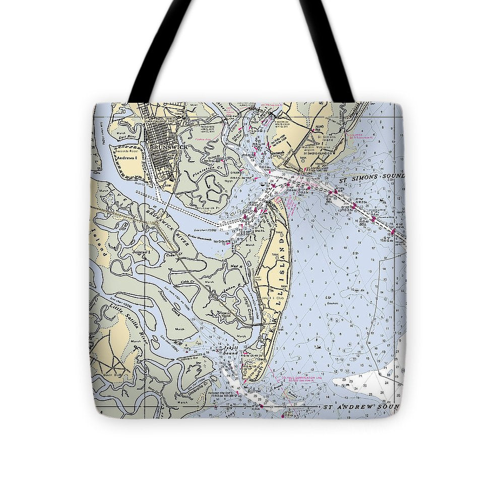 Brunswick-georgia Nautical Chart - Tote Bag