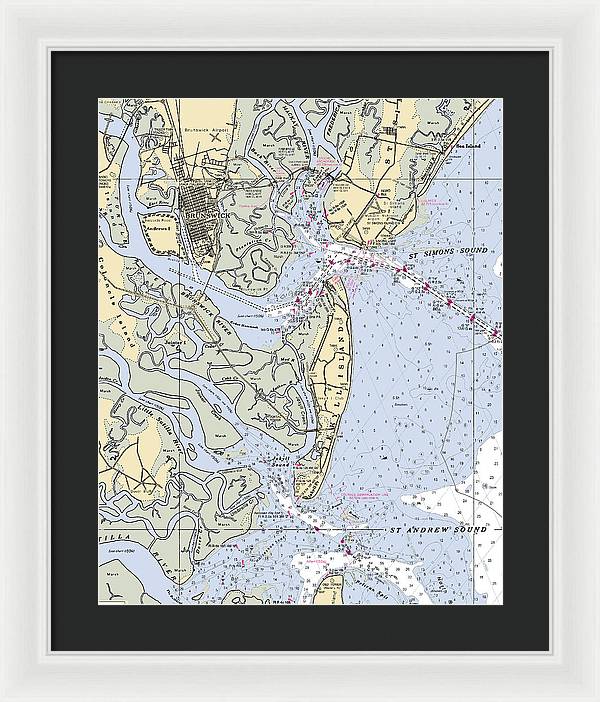 Brunswick-georgia Nautical Chart - Framed Print