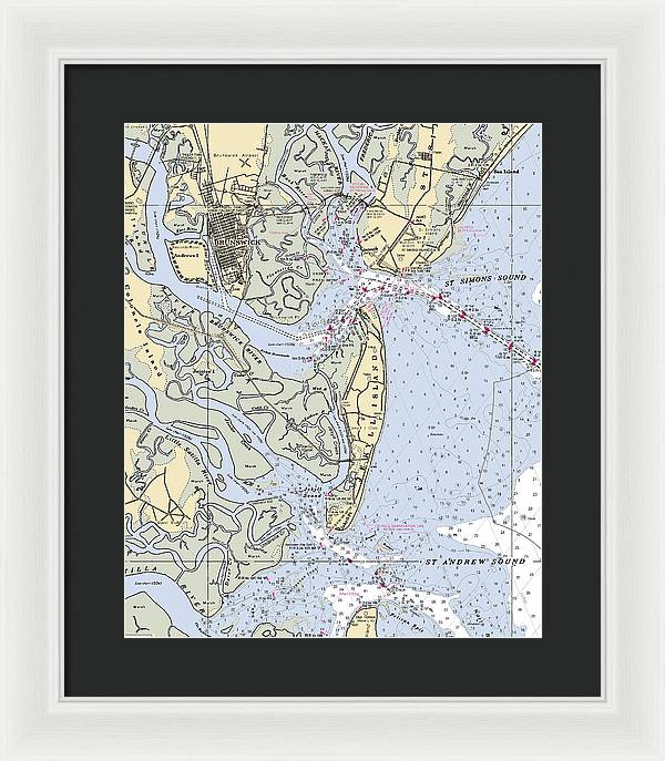 Brunswick-georgia Nautical Chart - Framed Print