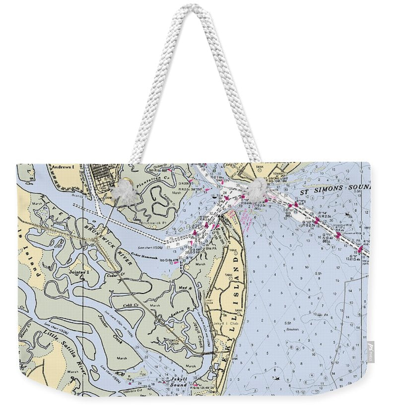 Brunswick-georgia Nautical Chart - Weekender Tote Bag