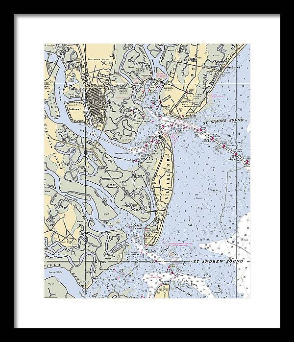 Brunswick-georgia Nautical Chart - Framed Print