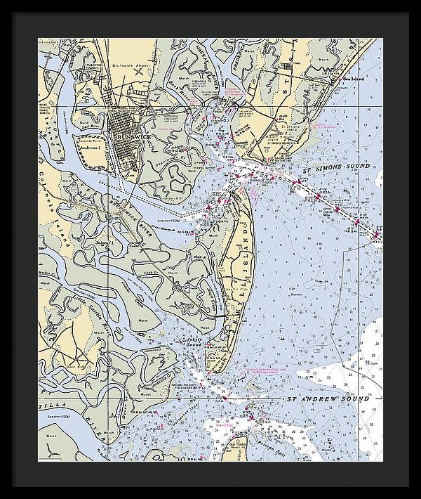 Brunswick-georgia Nautical Chart - Framed Print