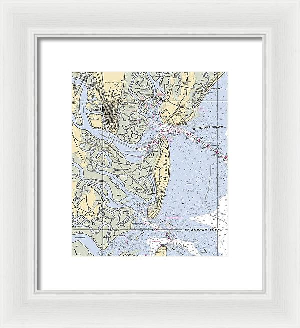 Brunswick-georgia Nautical Chart - Framed Print