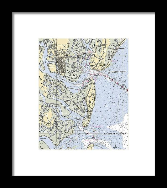 Brunswick-georgia Nautical Chart - Framed Print