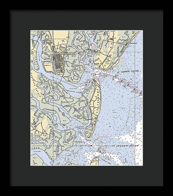 Brunswick-georgia Nautical Chart - Framed Print