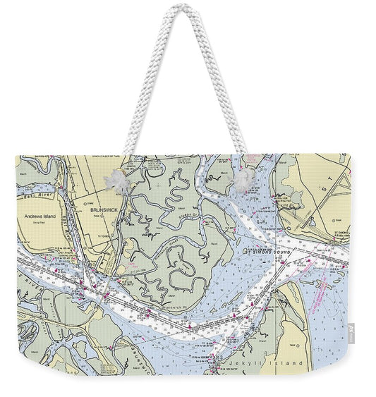 Brunswick Harbor Georgia Nautical Chart - Weekender Tote Bag