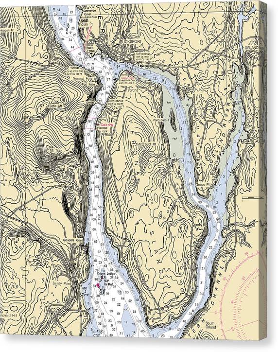 Bucksport-Maine Nautical Chart Canvas Print