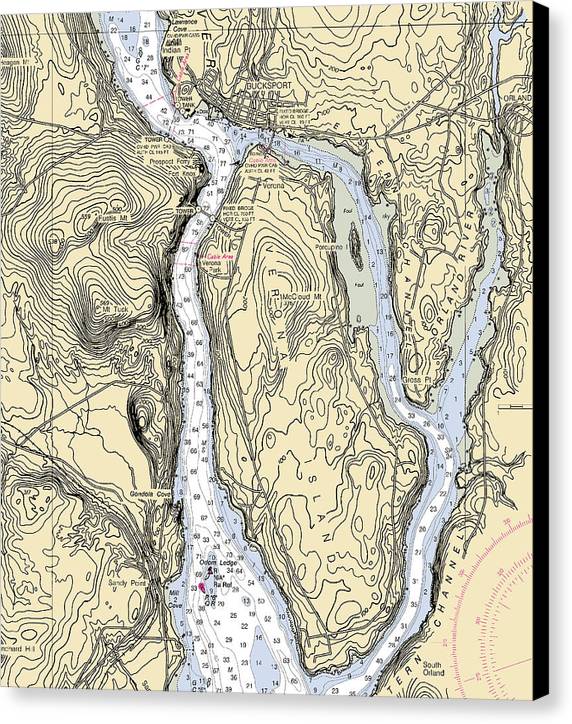 Bucksport-maine Nautical Chart - Canvas Print