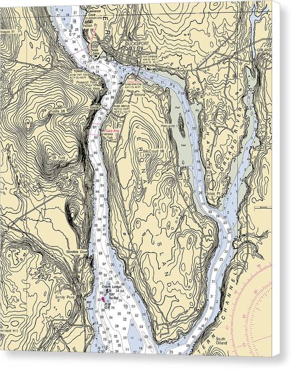 Bucksport-maine Nautical Chart - Canvas Print