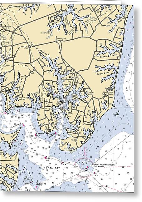 Bull Neck-virginia Nautical Chart - Greeting Card