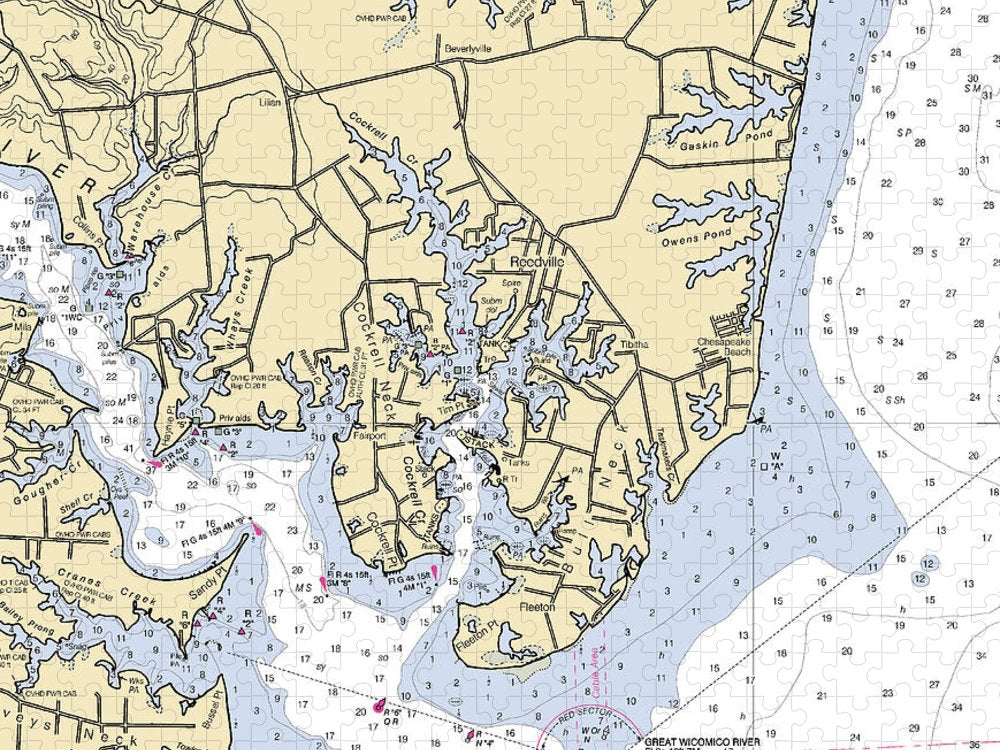 Bull Neck Virginia Nautical Chart Puzzle