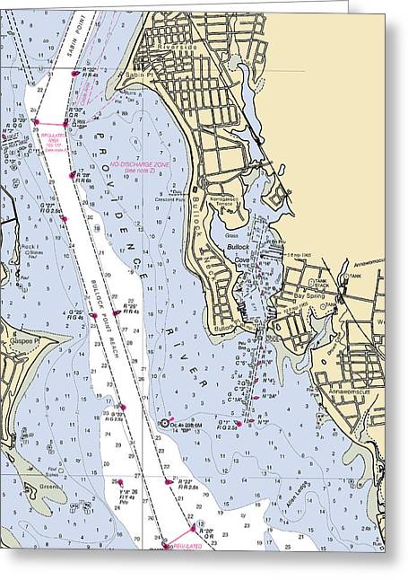 Bullock Cove-rhode Island Nautical Chart - Greeting Card