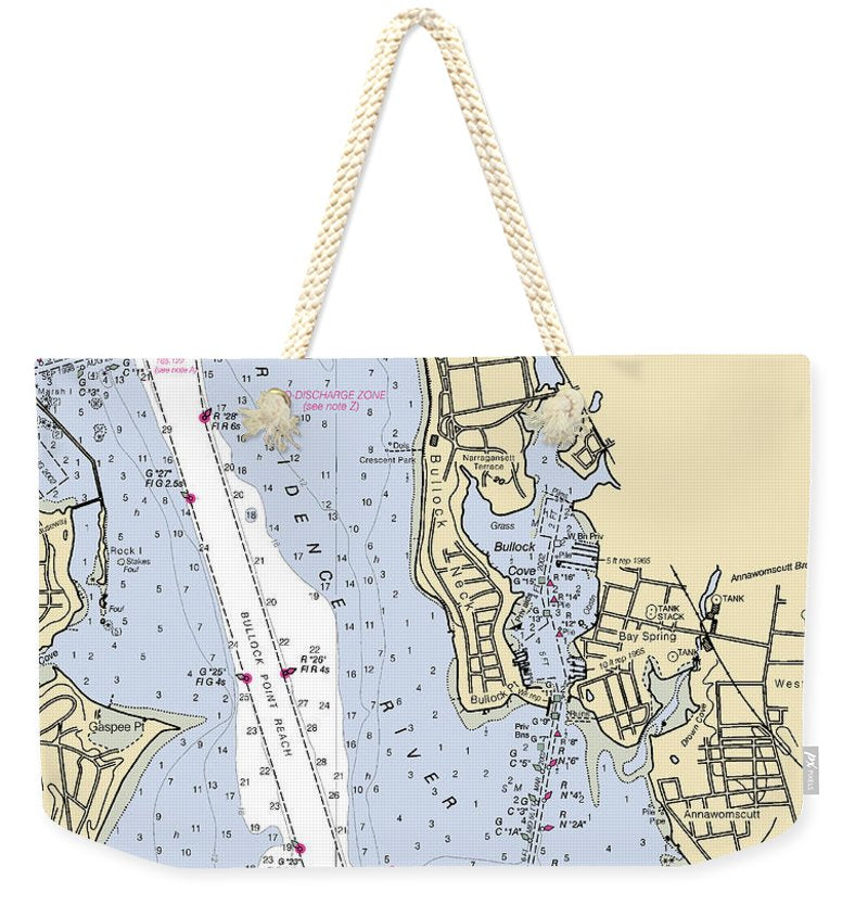 Bullock Cove-rhode Island Nautical Chart - Weekender Tote Bag