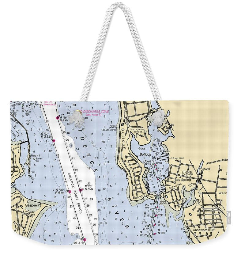 Bullock Cove-rhode Island Nautical Chart - Weekender Tote Bag